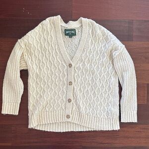 American Eagle Outfitters Ivory Cable Knit Cardigan